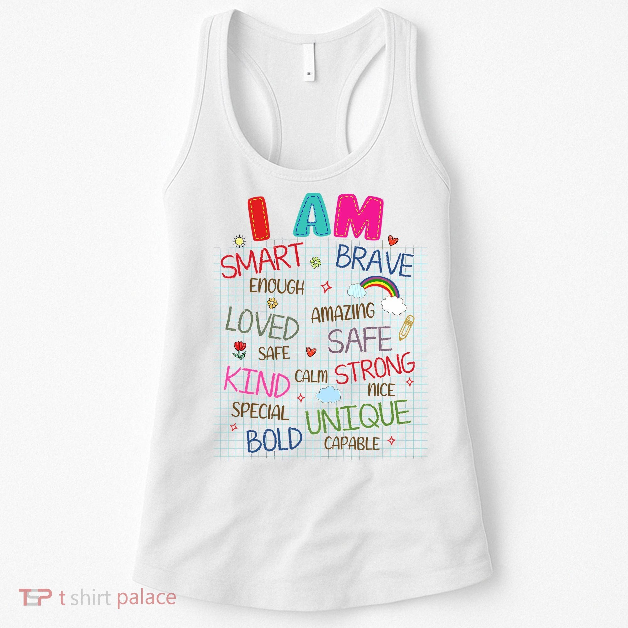 Kids Funny Positive Affirmation Inspiration Girl Boy I Am Kind Women's Tank Top
