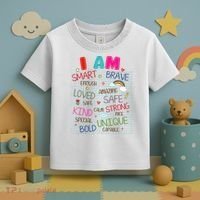 Kids Funny Positive Affirmation Inspiration Girl Boy I Am Kind Toddler T-Shirt thumb 3