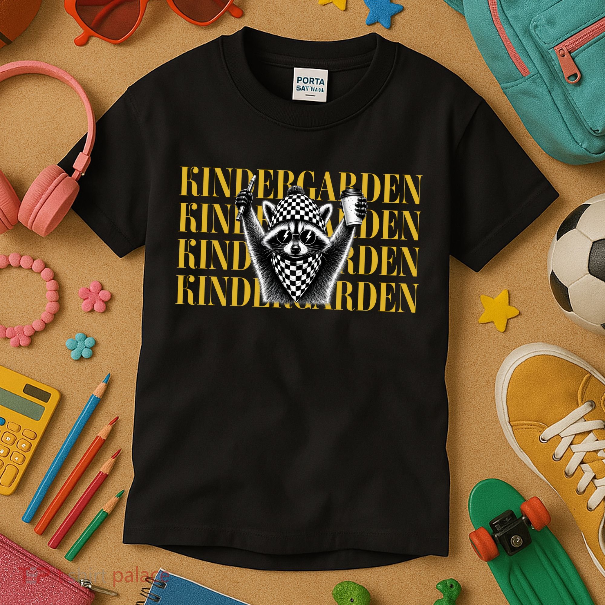 Kindergarten Funny Raccoon Back To School Kids T-Shirt