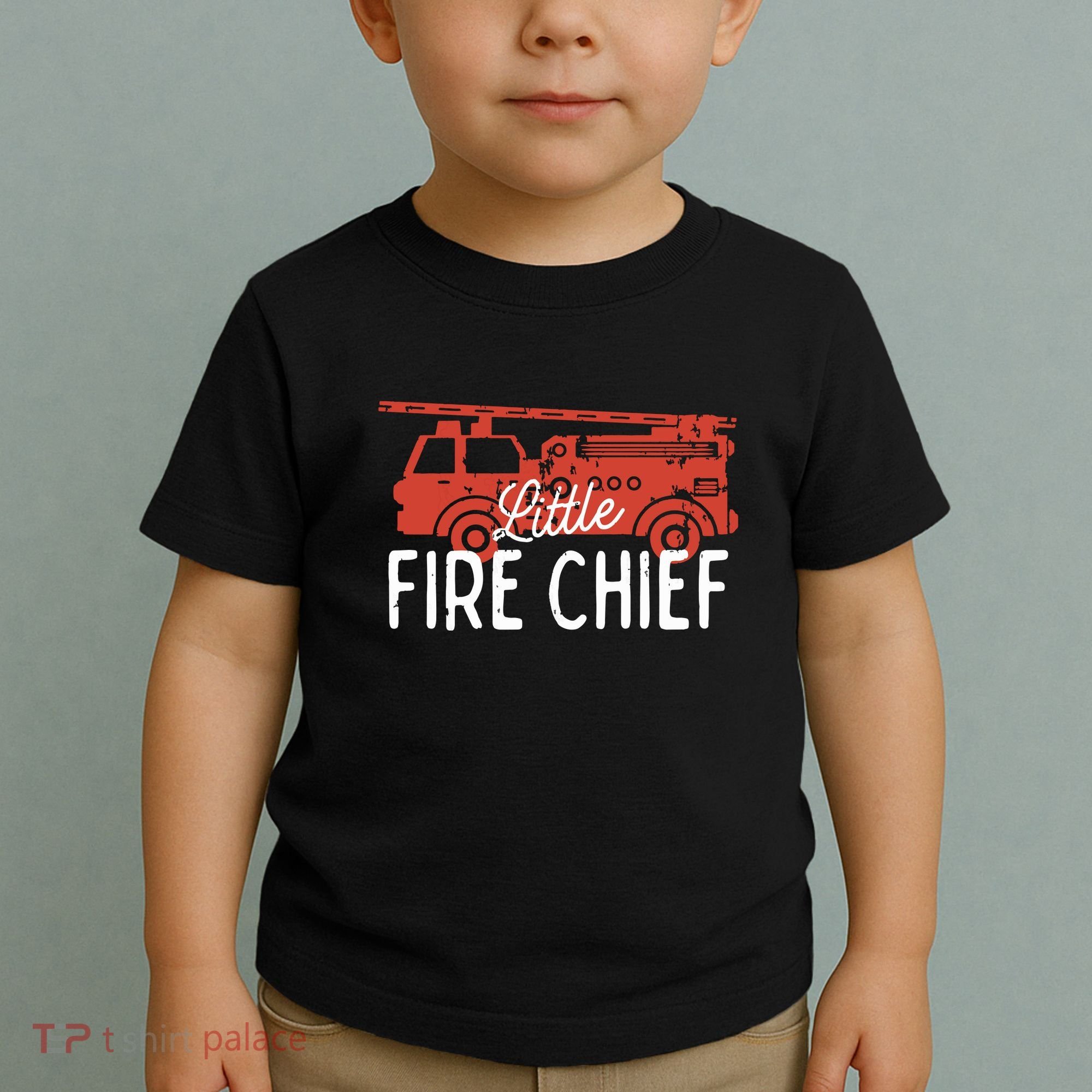 Kids Fireman Shirts Boy Little Fire Chief Fire Truck Toddler T-Shirt