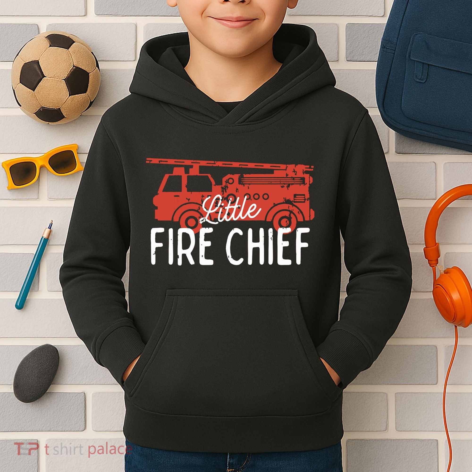 Kids Fireman Shirts Boy Little Fire Chief Fire Truck Kids Hoodie