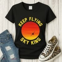 Keep Flying Sky King Aviation Pilot Airplane Women's T-Shirt thumb 3