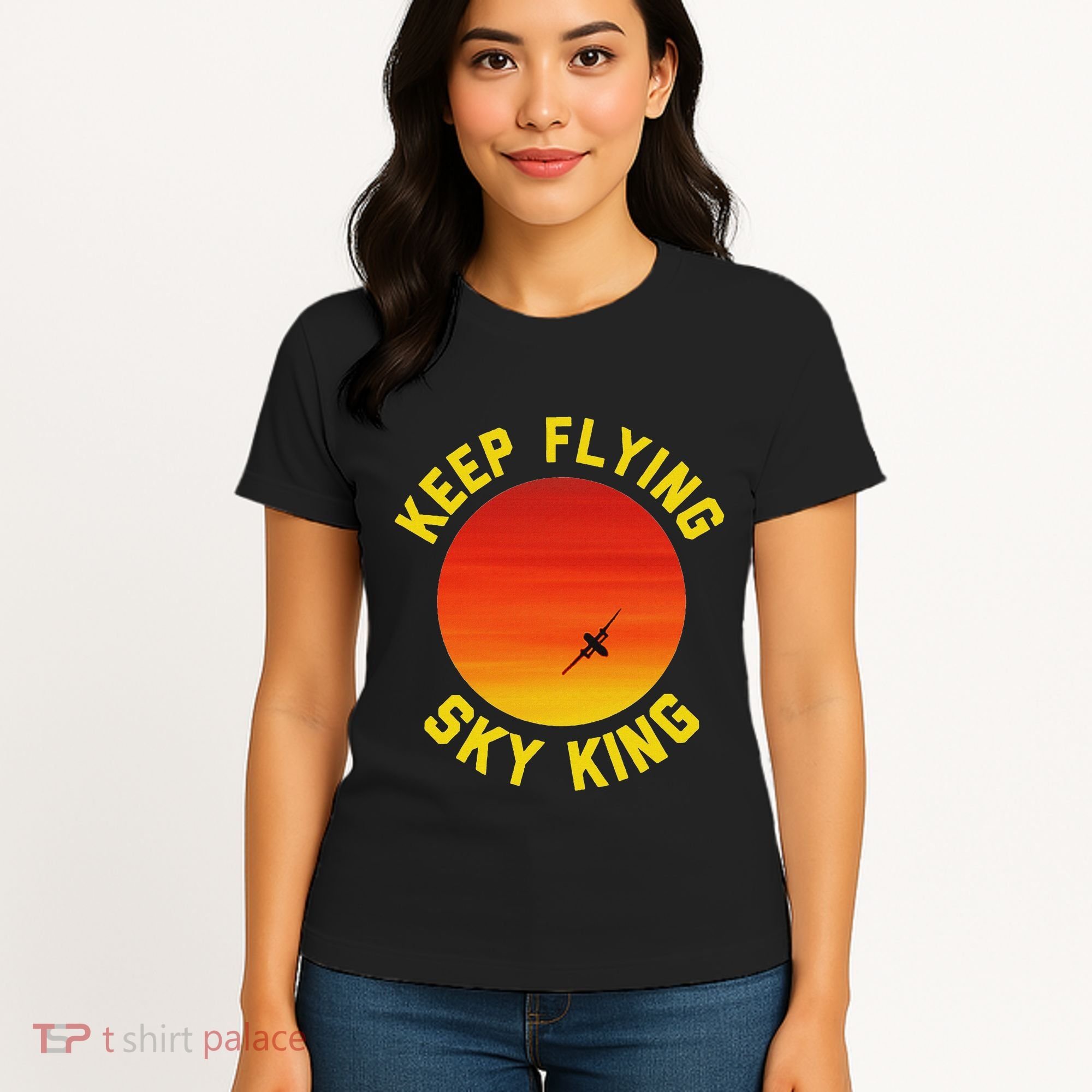 Keep Flying Sky King Aviation Pilot Airplane Women's T-Shirt