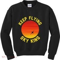 Keep Flying Sky King Aviation Pilot Airplane Kids Sweatshirt thumb 0