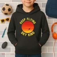 Keep Flying Sky King Aviation Pilot Airplane Kids Hoodie thumb 2