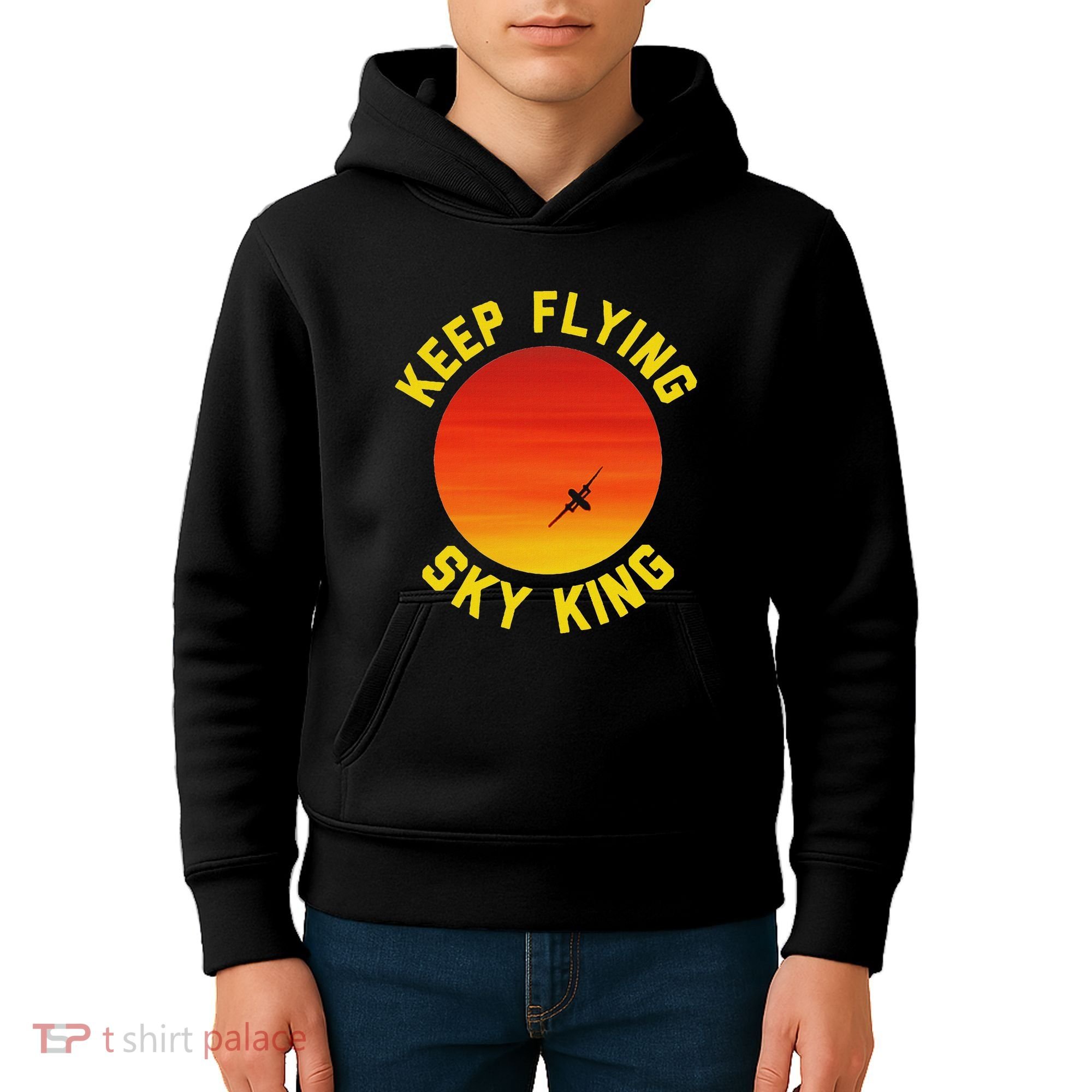 Keep Flying Sky King Aviation Pilot Airplane Kids Hoodie