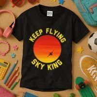 Keep Flying Sky King Aviation Pilot Airplane Kids T-Shirt thumb 3