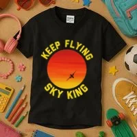 Keep Flying Sky King Aviation Pilot Airplane Kids T-Shirt thumb 3