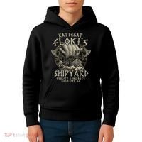 Kattegat Floki's Shipyards Quality Longboats Since 793 Ad Kids Hoodie thumb 4
