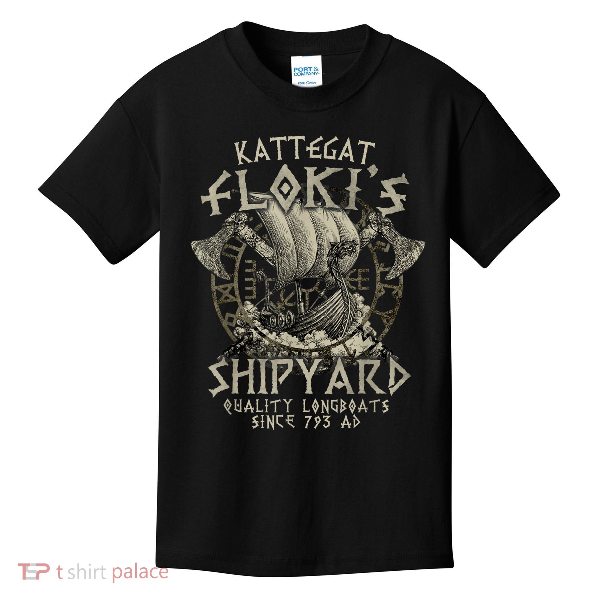 Kattegat Floki's Shipyards Quality Longboats Since 793 Ad Kids T-Shirt