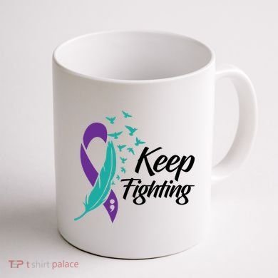 Keep Fighting Suicide Prevention Awareness Coffee Mug back