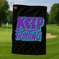 Keep Fighting Suicide Prevention Awareness Retro Golf Towel thumb 1