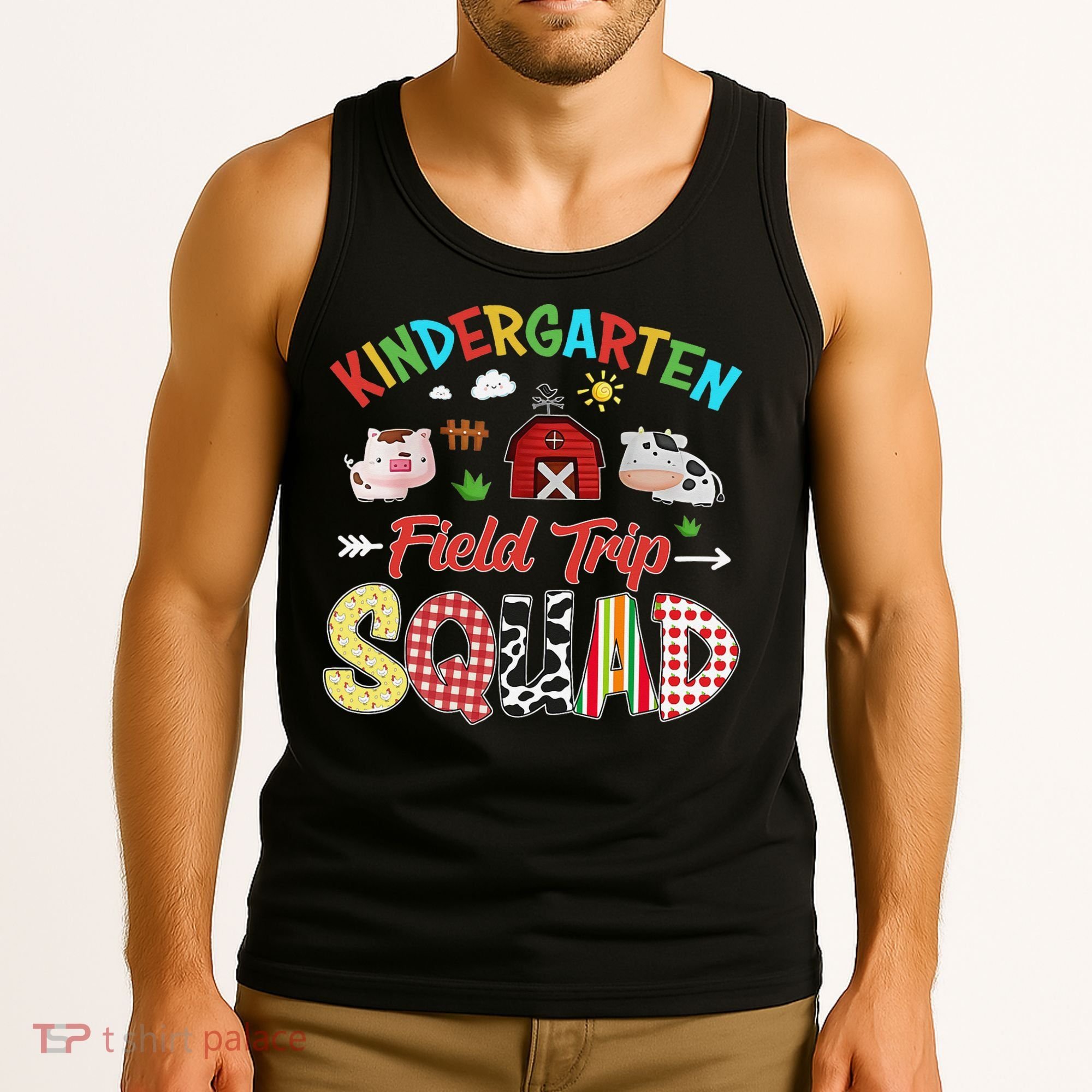 Kindergarten Field Trip Squad Teacher Students Farm Animal Tank Top
