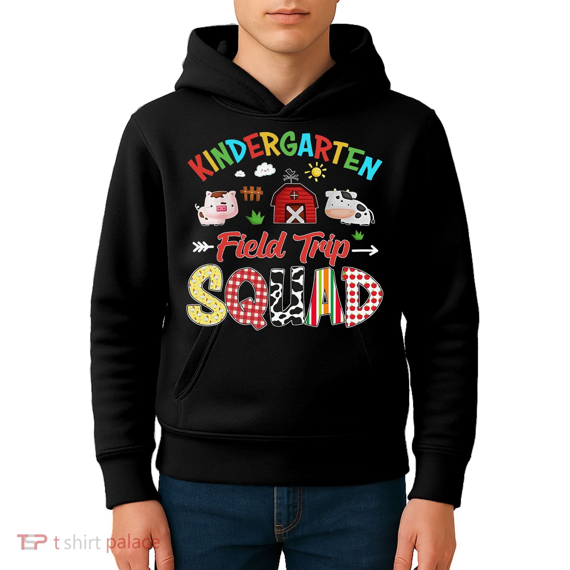 Kindergarten Field Trip Squad Teacher Students Farm Animal Kids Hoodie