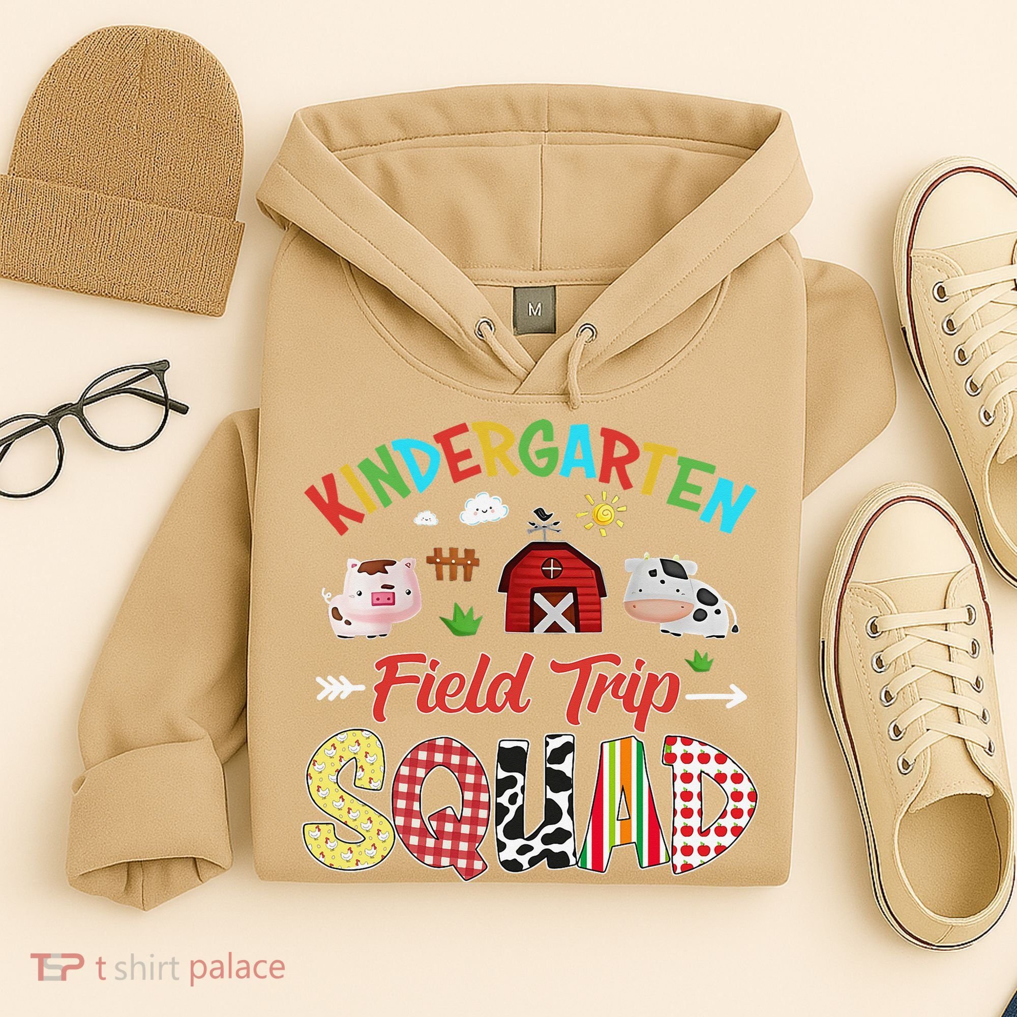 Kindergarten Field Trip Squad Teacher Students Farm Animal Hoodie