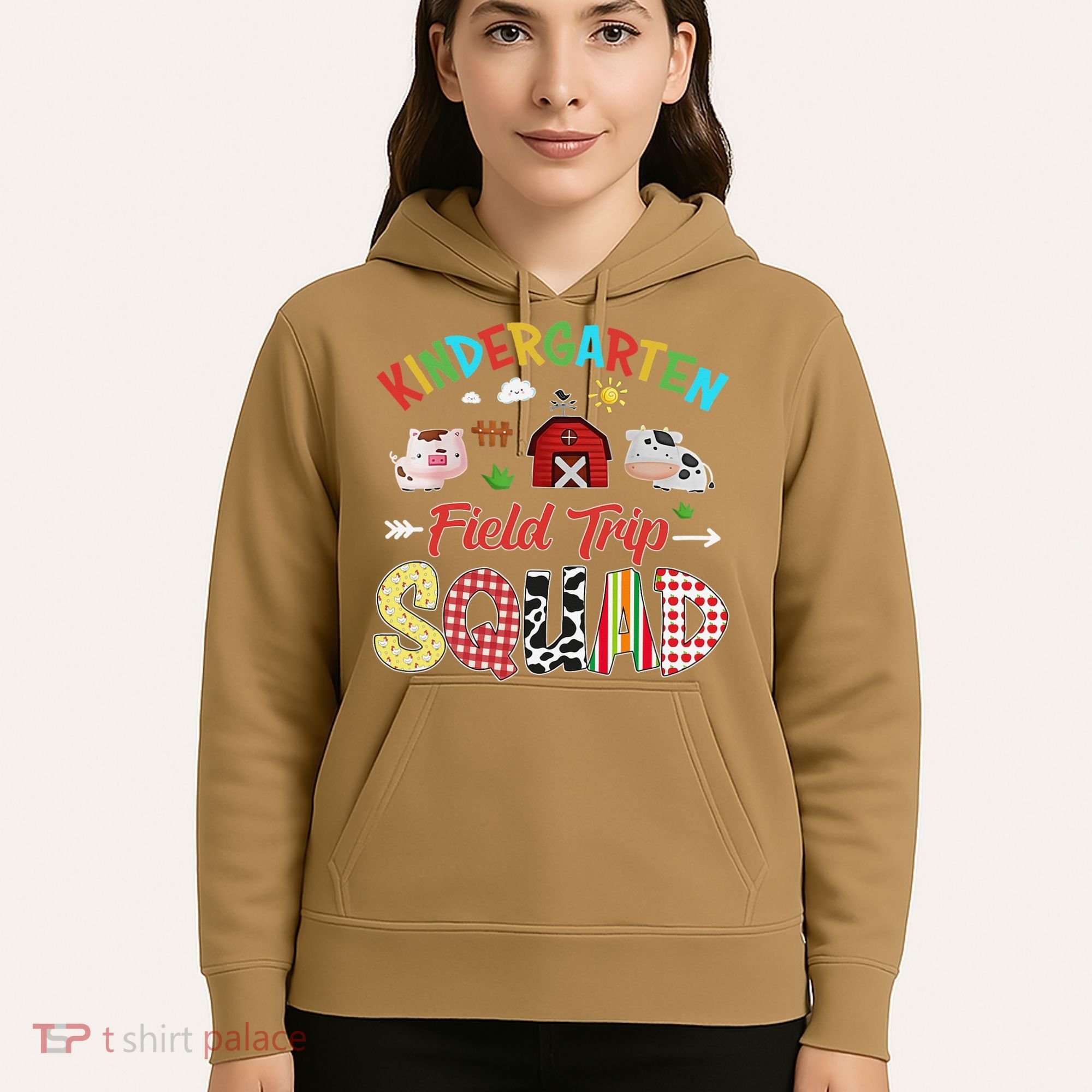 Kindergarten Field Trip Squad Teacher Students Farm Animal Hoodie