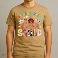 Kindergarten Field Trip Squad Teacher Students Farm Animal T-Shirt thumb 3