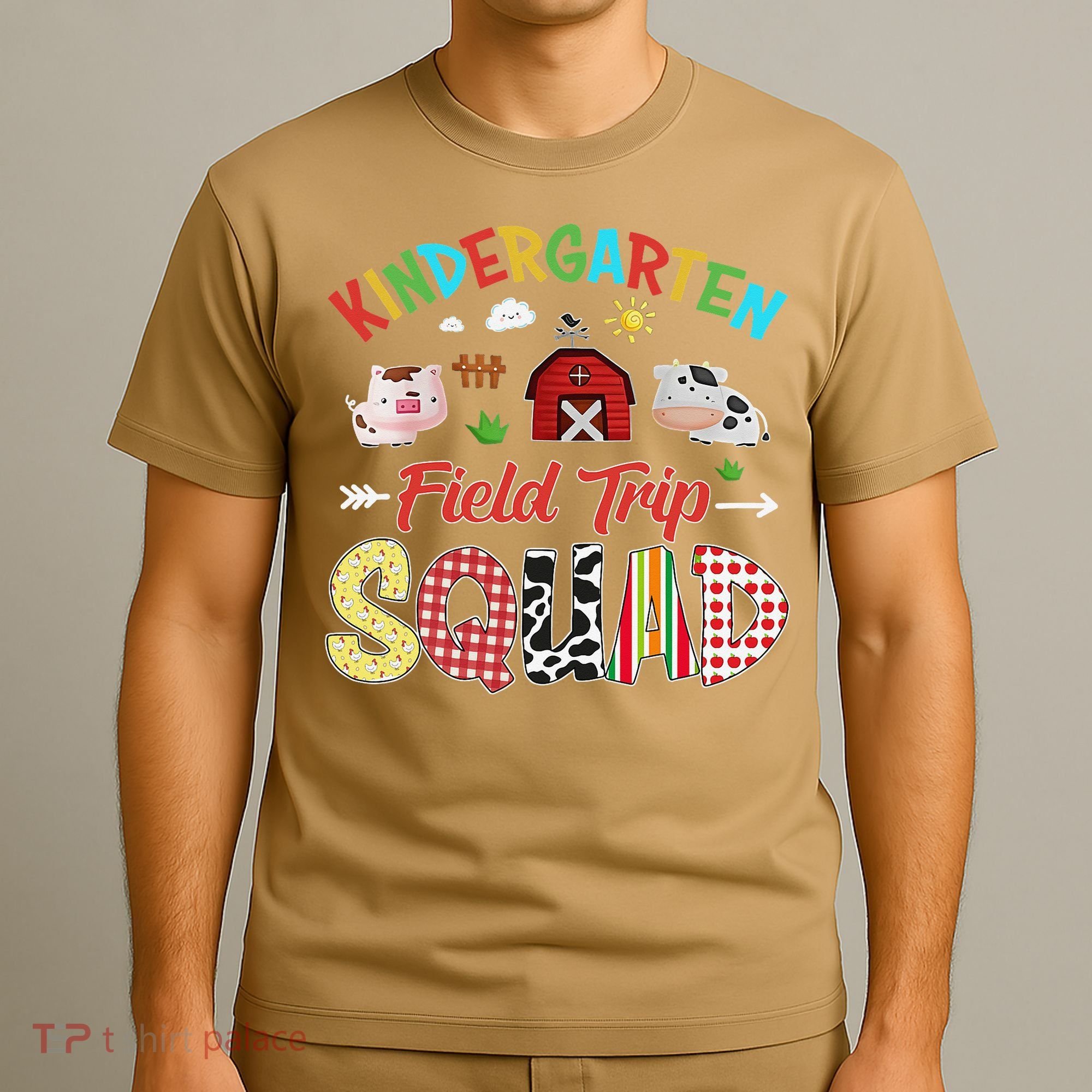 Kindergarten Field Trip Squad Teacher Students Farm Animal T-Shirt