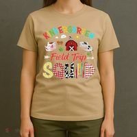 Kindergarten Field Trip Squad Teacher Students Farm Animal T-Shirt thumb 4