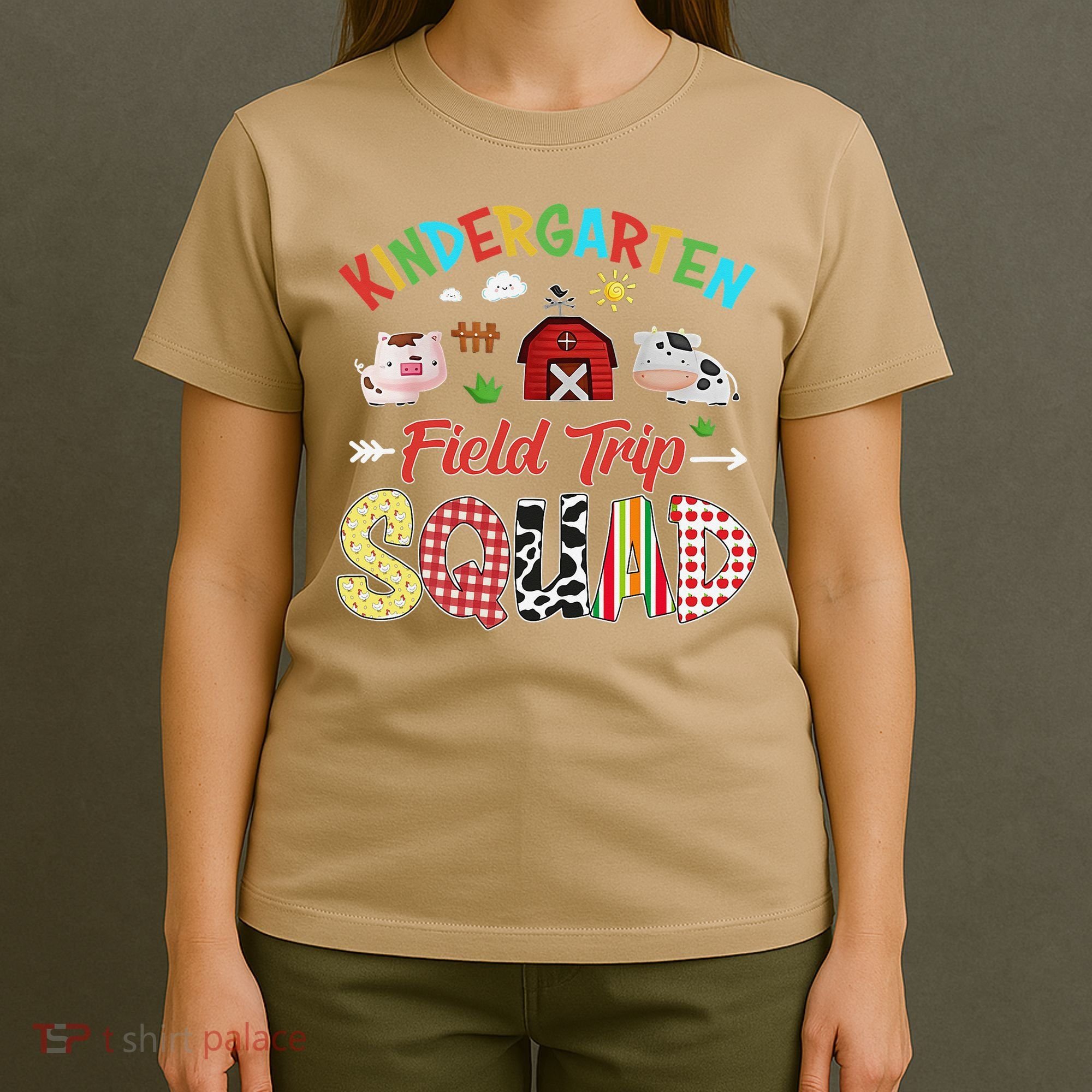 Kindergarten Field Trip Squad Teacher Students Farm Animal T-Shirt
