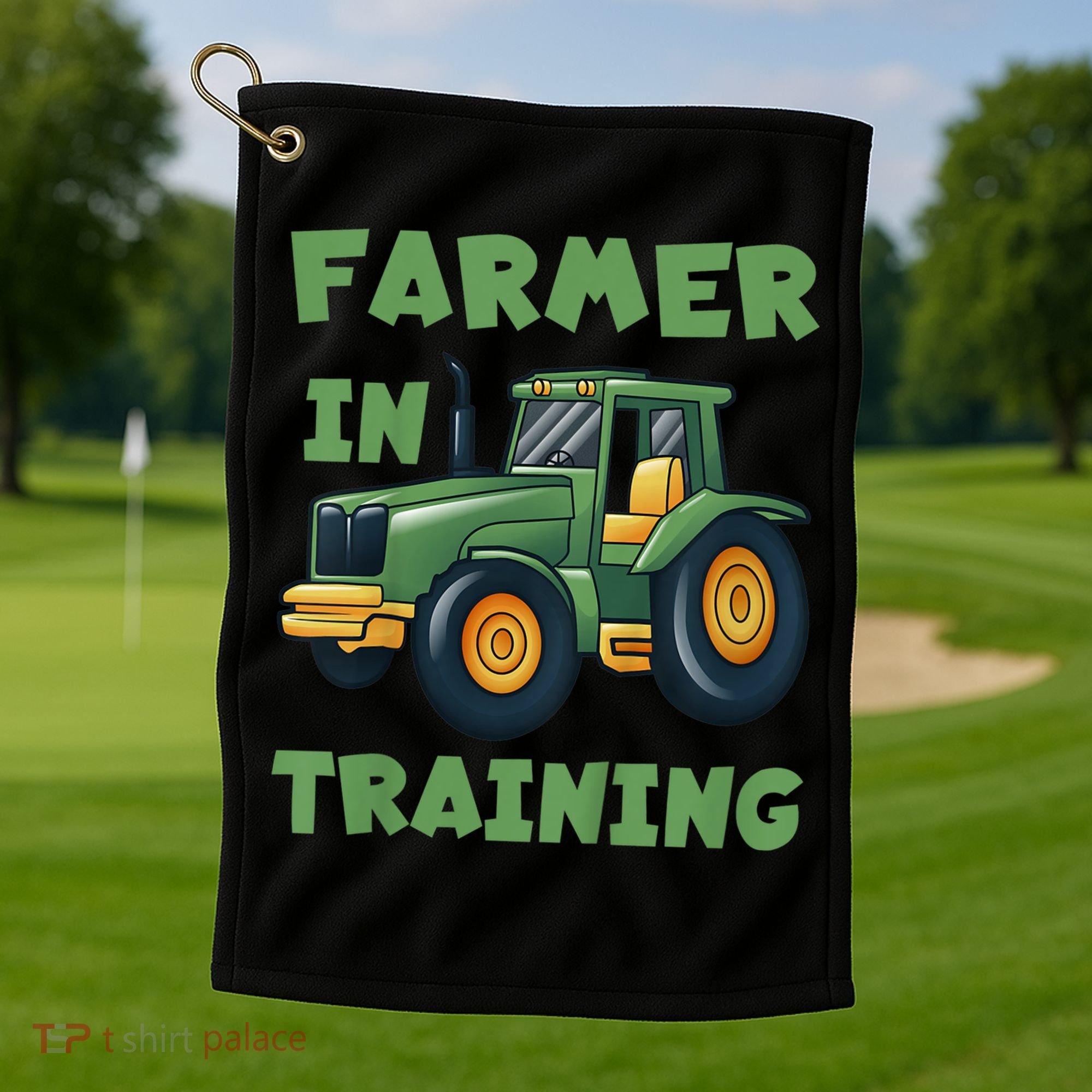Kids Funny Tractor Boy Farmer In Training Gift Golf Towel