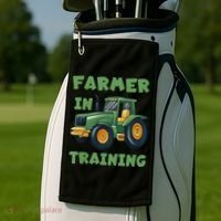 Kids Funny Tractor Boy Farmer In Training Gift Golf Towel thumb 2