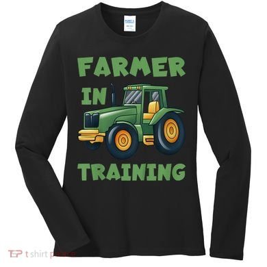 Kids Funny Tractor Boy Farmer In Training Gift Women's Long Sleeve Shirt