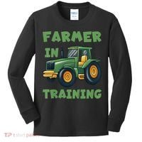 Kids Funny Tractor Boy Farmer In Training Gift Kids Long Sleeve Shirt thumb 0