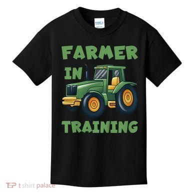 Kids Funny Tractor Boy Farmer In Training Gift Kids T-Shirt