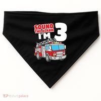 Kids Fire Truck 3 Year Old Firefighter 3rd Birthday Boy USA-Made Doggie Bandana thumb 0