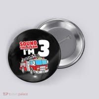 Kids Fire Truck 3 Year Old Firefighter 3rd Birthday Boy Button thumb 0