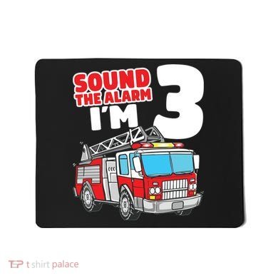 Kids Fire Truck 3 Year Old Firefighter 3rd Birthday Boy Mousepad