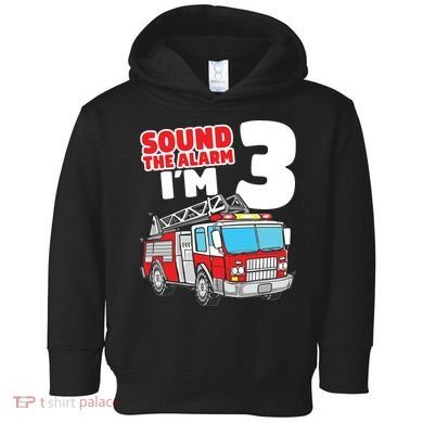 Kids Fire Truck 3 Year Old Firefighter 3rd Birthday Boy Toddler Hoodie