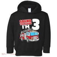 Kids Fire Truck 3 Year Old Firefighter 3rd Birthday Boy Toddler Hoodie thumb 0