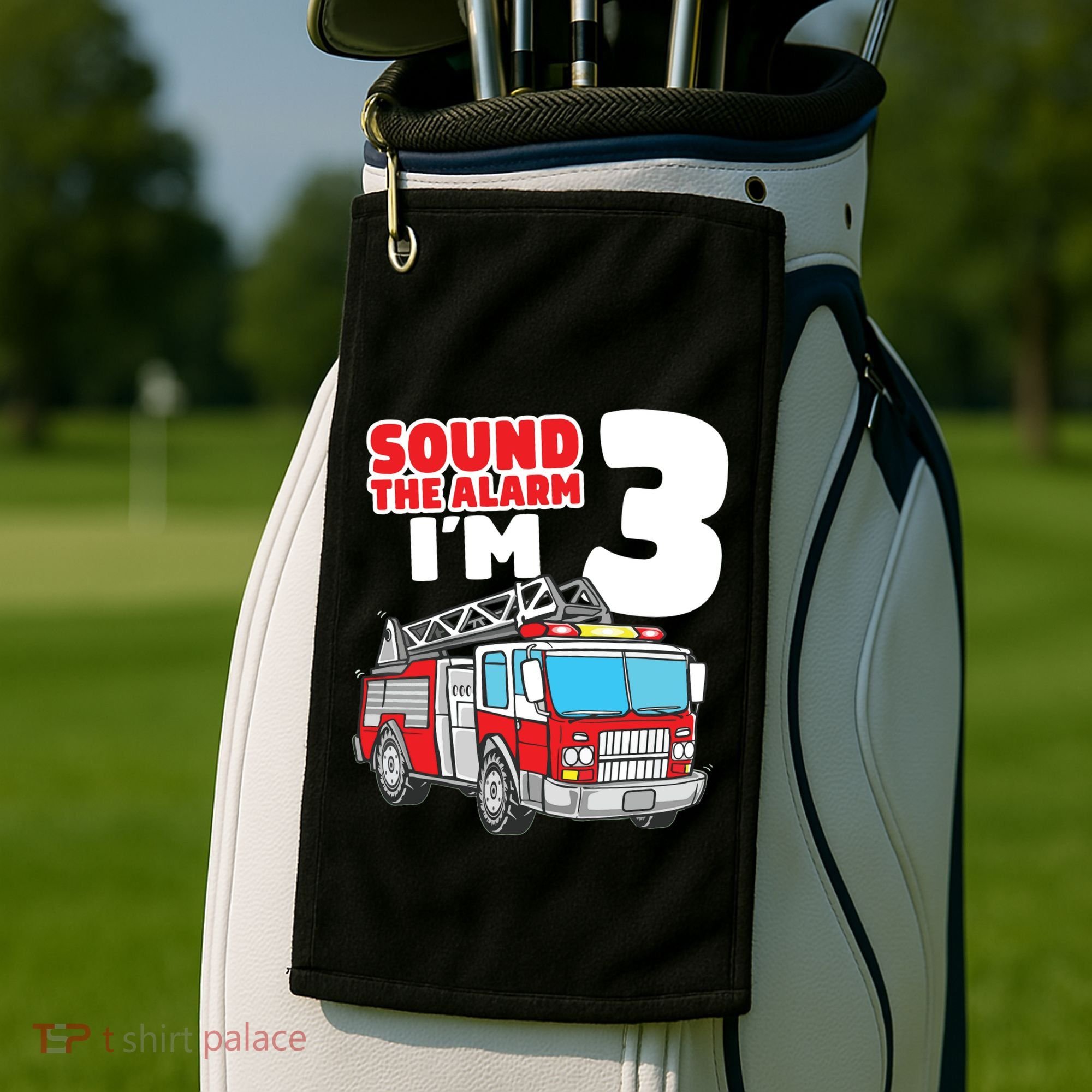 Kids Fire Truck 3 Year Old Firefighter 3rd Birthday Boy Golf Towel