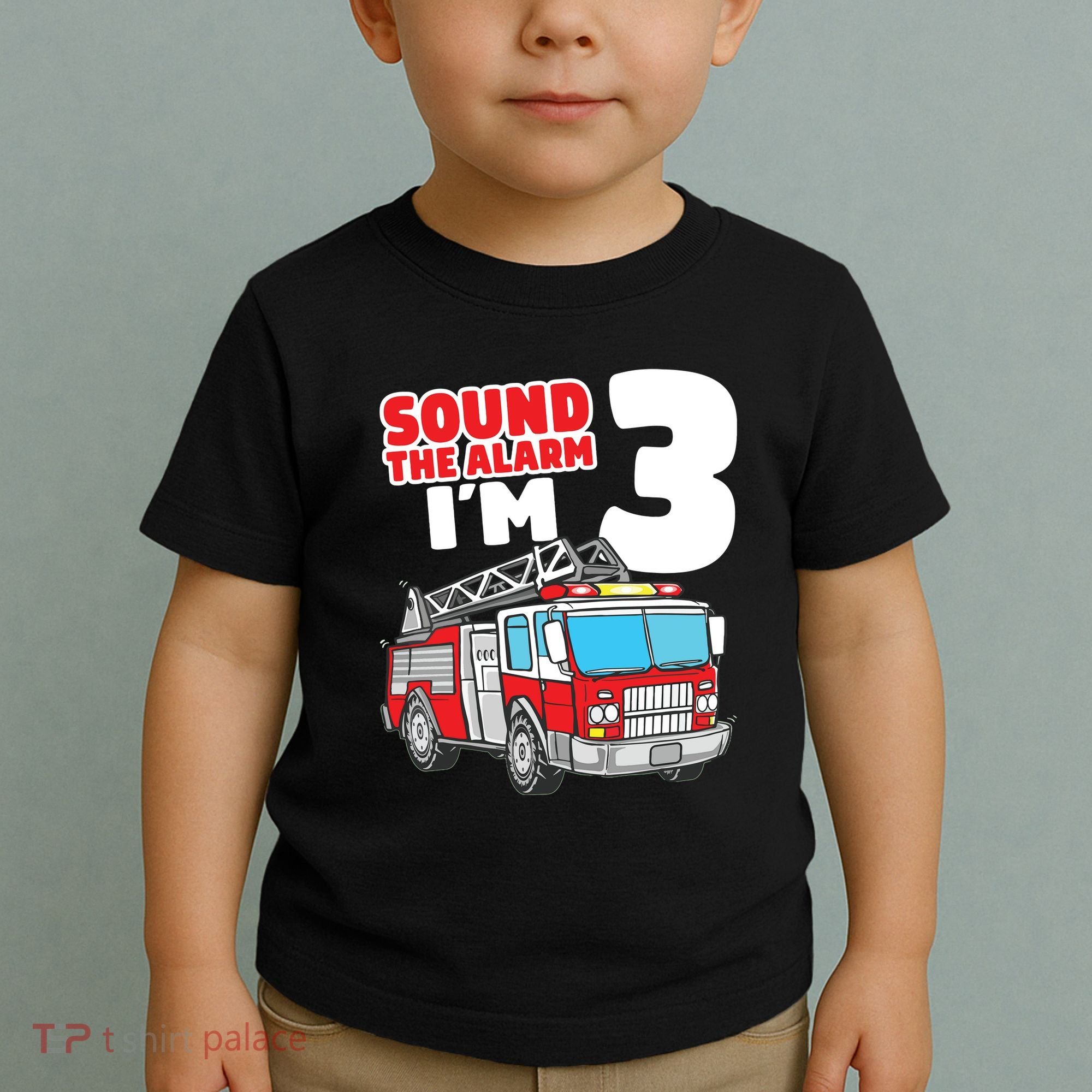 Kids Fire Truck 3 Year Old Firefighter 3rd Birthday Boy Toddler T-Shirt