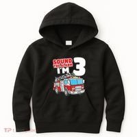 Kids Fire Truck 3 Year Old Firefighter 3rd Birthday Boy Kids Hoodie thumb 0