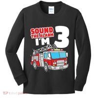 Kids Fire Truck 3 Year Old Firefighter 3rd Birthday Boy Kids Long Sleeve Shirt thumb 0
