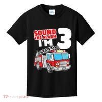 Kids Fire Truck 3 Year Old Firefighter 3rd Birthday Boy Kids T-Shirt thumb 0