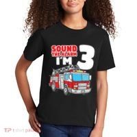 Kids Fire Truck 3 Year Old Firefighter 3rd Birthday Boy Kids T-Shirt thumb 2