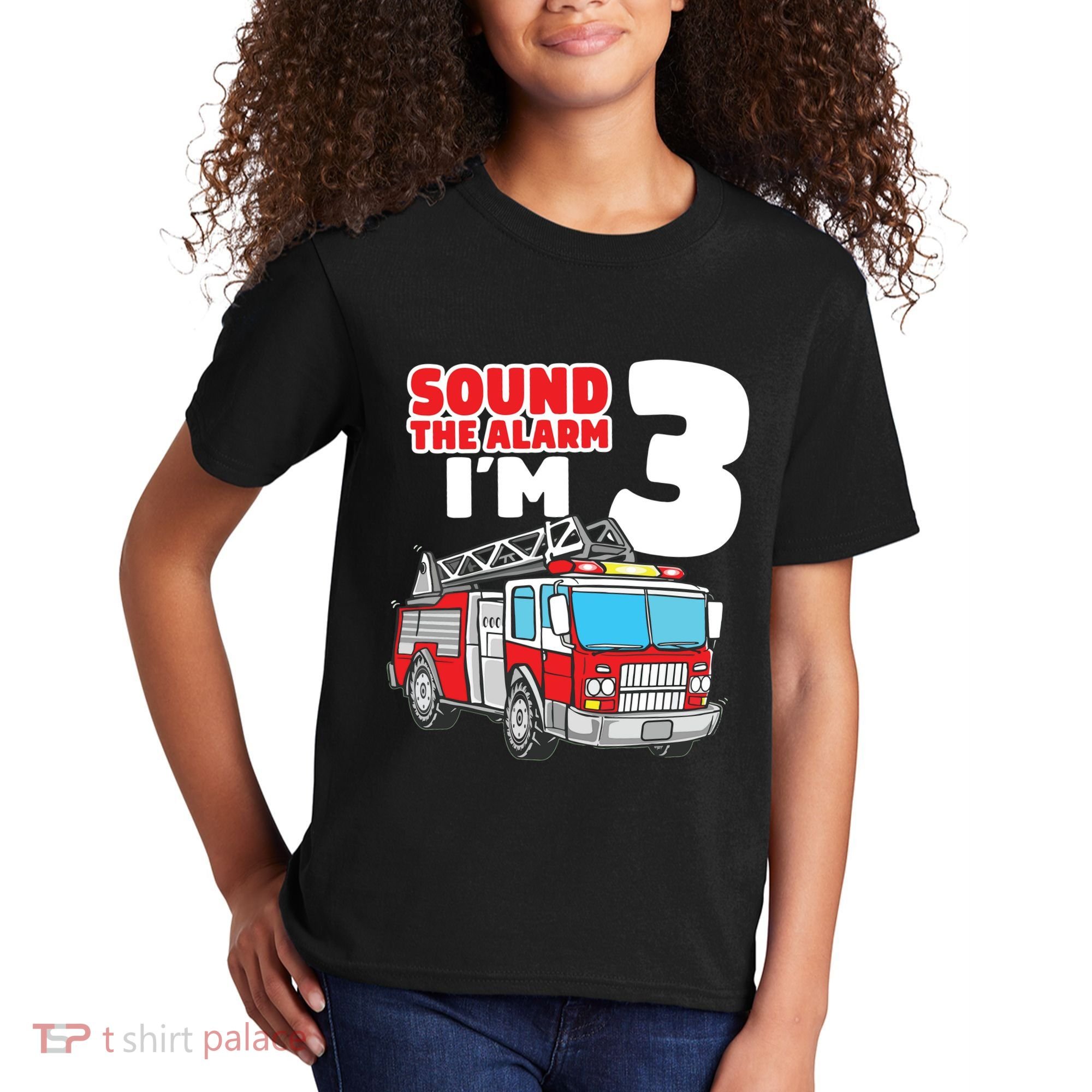 Kids Fire Truck 3 Year Old Firefighter 3rd Birthday Boy Kids T-Shirt