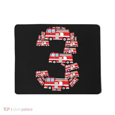 Kids Fire Truck 3rd Birthday Boy 3 Year Old Firefighter Mousepad