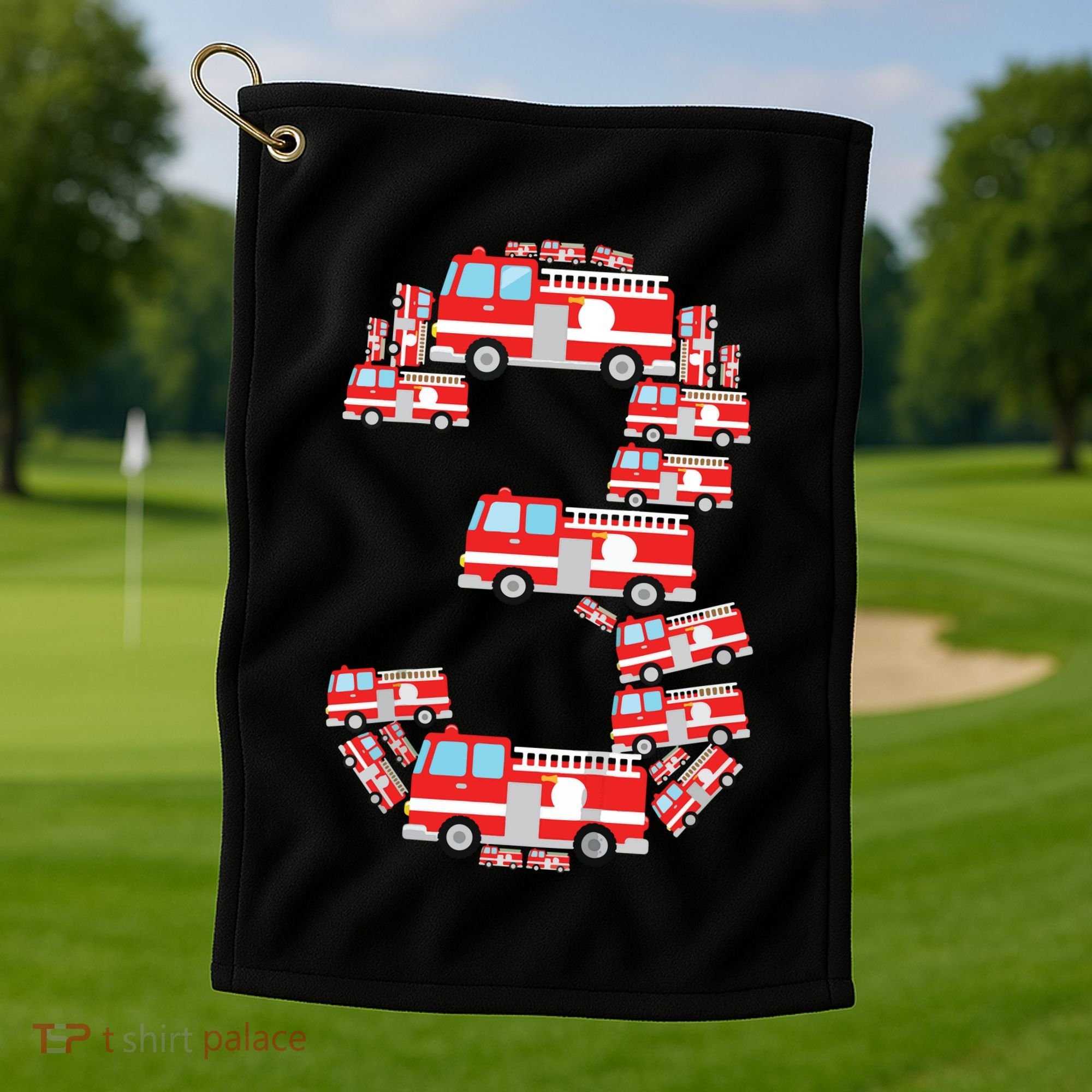 Kids Fire Truck 3rd Birthday Boy 3 Year Old Firefighter Golf Towel