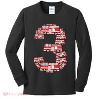 Kids Fire Truck 3rd Birthday Boy 3 Year Old Firefighter Kids Long Sleeve Shirt thumb 0