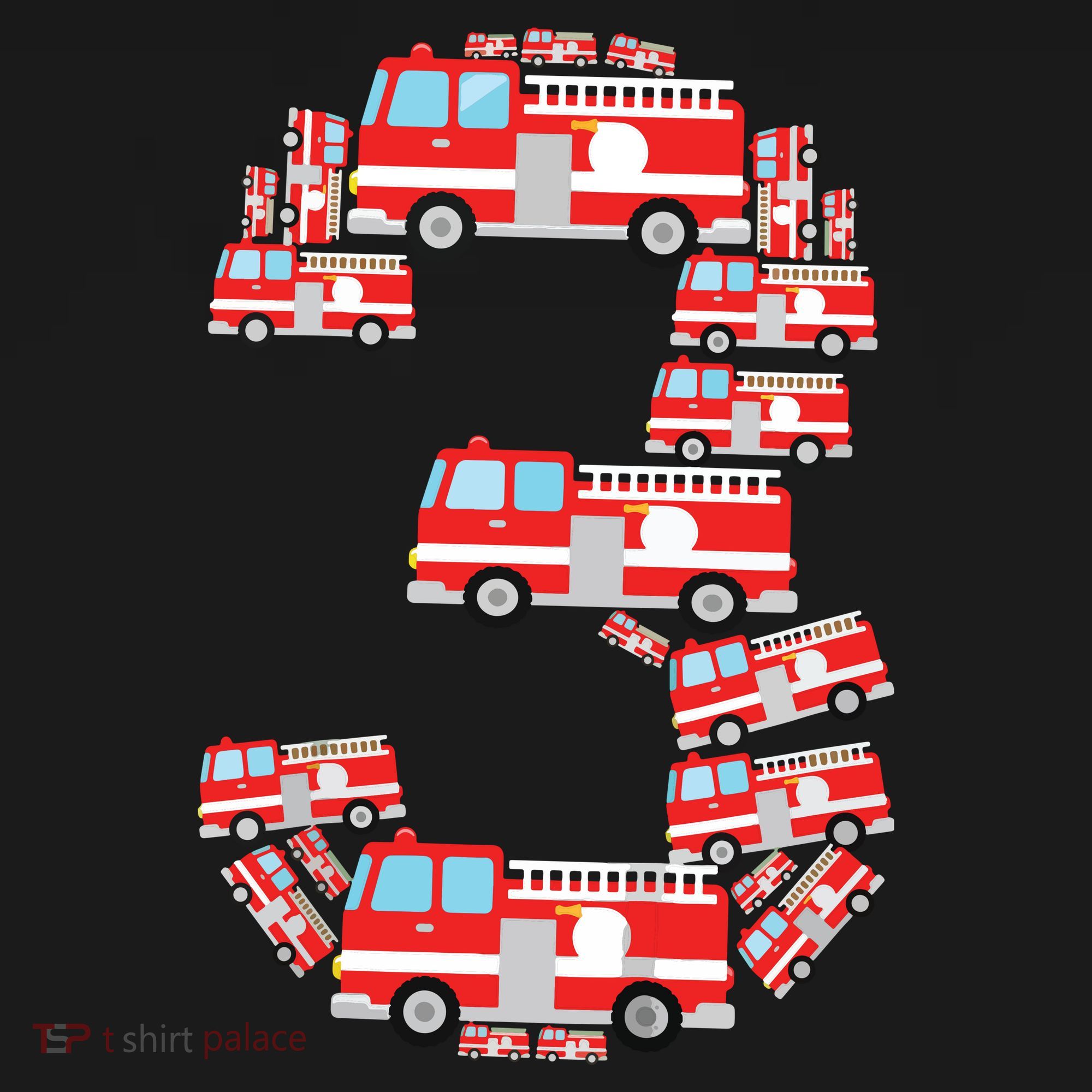 Kids Fire Truck 3rd Birthday Boy 3 Year Old Firefighter Kids T-Shirt