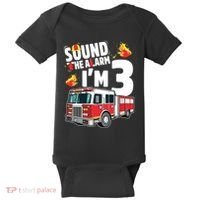 Kids Fire Truck 3rd Birthday Boy Firefighter 3 Year Old Baby Bodysuit thumb 0