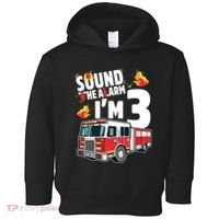 Kids Fire Truck 3rd Birthday Boy Firefighter 3 Year Old Toddler Hoodie thumb 0