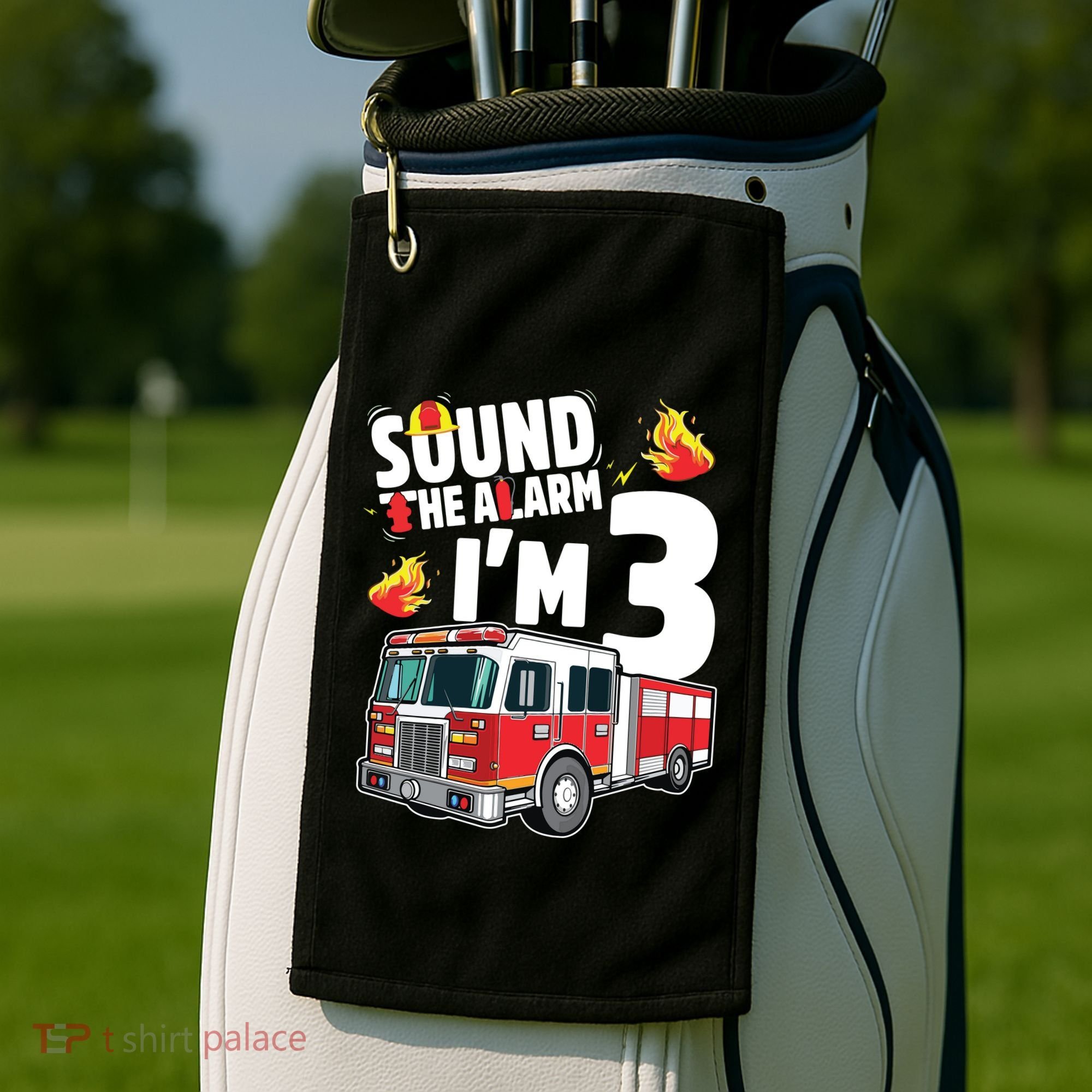 Kids Fire Truck 3rd Birthday Boy Firefighter 3 Year Old Golf Towel