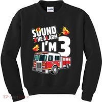 Kids Fire Truck 3rd Birthday Boy Firefighter 3 Year Old Kids Sweatshirt thumb 0