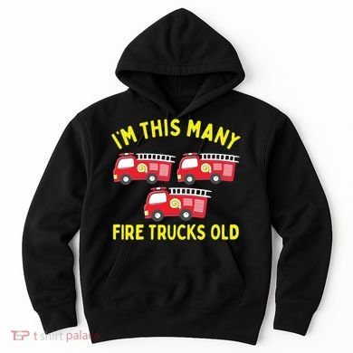 Kids Fire Truck 3rd Birthday Boy Firefighter 3 Three Hoodie